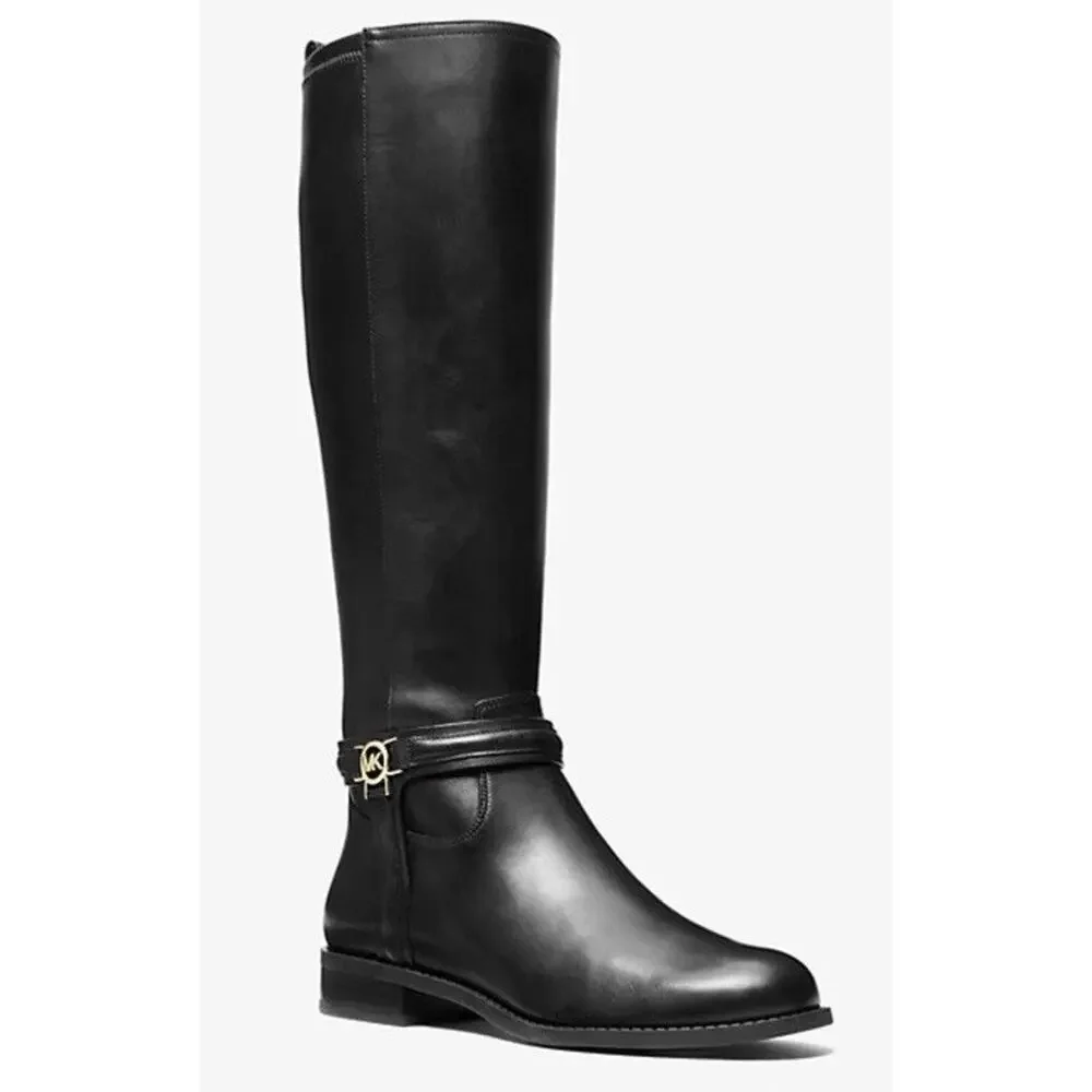 Michael Kors Harland Knee High Riding Boots‎ Black Leather 5M NWB